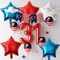 18 Pieces 18 Inches Red White Blue Stars Balloons, USA Themed Aluminum Foil Balloons for 4th of July, Independence Day Patriotic Birthday Party Decorations